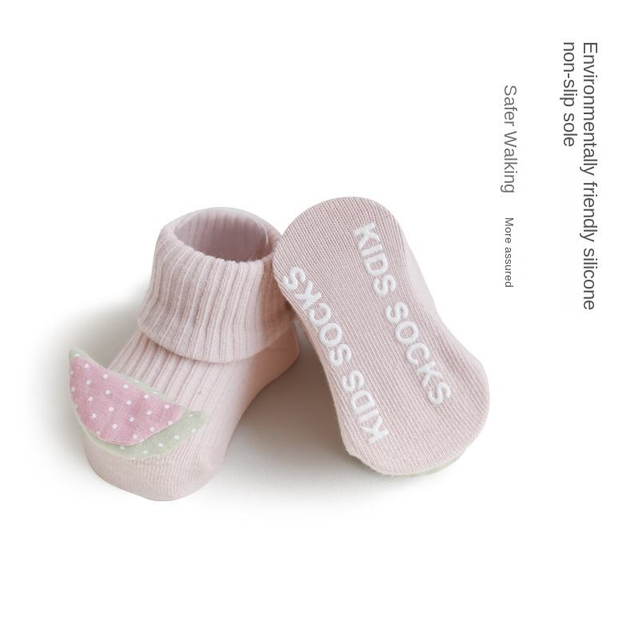 Children's Socks Spring And Autumn Cartoon Fruit Double Needle Baby Cotton Socks Baby Non-Slip Room Socks Hand Sewing Wholesale