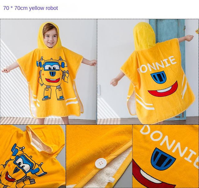 Bath Towel for Children 3-8 Years Old Cloak Hooded Cotton Absorbent Household Men And Women Can Wear Wrapped Bath Towel Baby