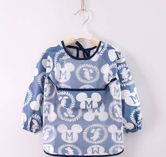 Busybaby Waterproof Baby Reverse Dressing Jacket Cartoon Eat Bibs For Infant