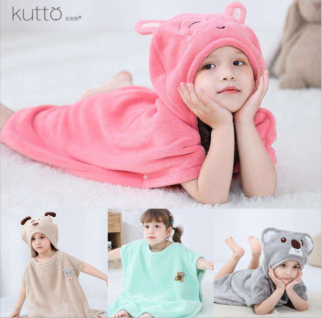 Baby Solid Cartoon Coral Fleece Bath Towel Busybaby Factory Direct Sales Infant Cartoon Elehant Bayh Towel