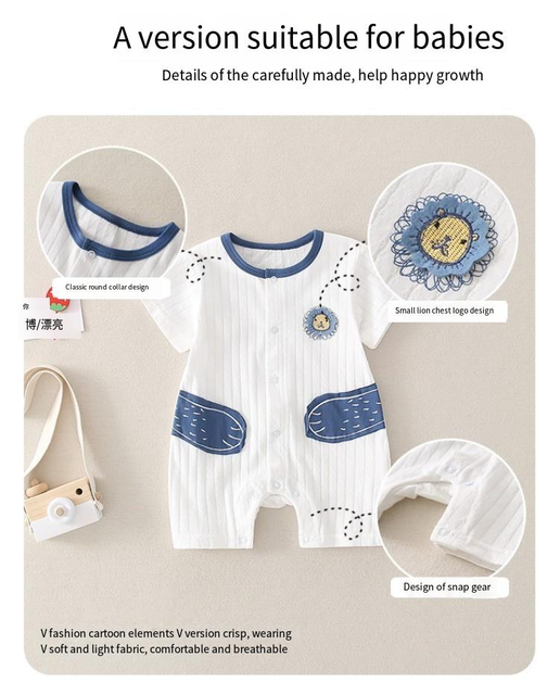 Spring Summer Short Sleeve Baby Boys Girls Sleeper Newborn Body Suit 100% Cotton Infant Toddler Jumpsuit