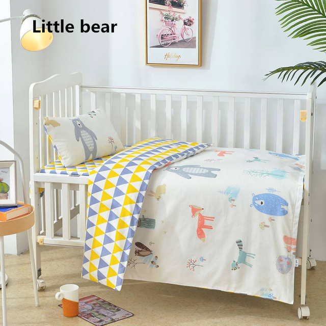 Baby Three Sets of Pure Cotton Simple Cartoon Single Quilt Cover Bed Fence Kindergarten Bedding Wholesale
