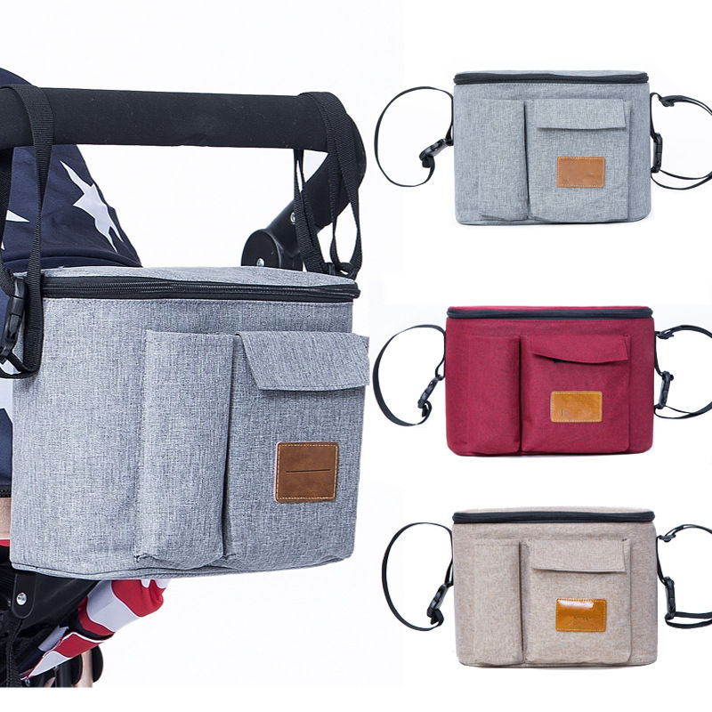 Cross-Border Hot Sale Cotton and Linen Stroller Saddlebag Multi-Functional Single-Shoulder Mommy Bag Stroller Hanging Bag