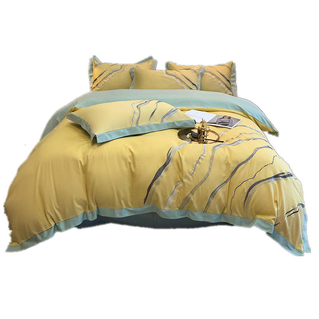 60S Long-Staple Cotton Bedding Four-Piece Set All Cotton Pure Cotton 100 Simple Nordic Quilt Cover Four-Piece Suit of Sheets