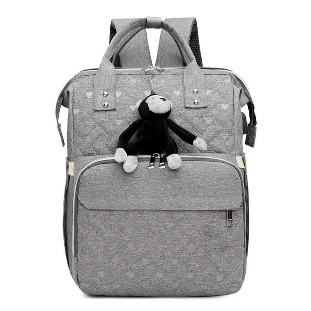 Diaper Bag Backpack Insulated Pocket Portable Baby Folding Bed Diaper Bag Mummy Bag with USB Charging Port