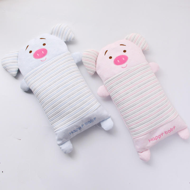 Baby head shaping anti-headrest bean pillow, cartoon pillow buckwheat color cotton pillow