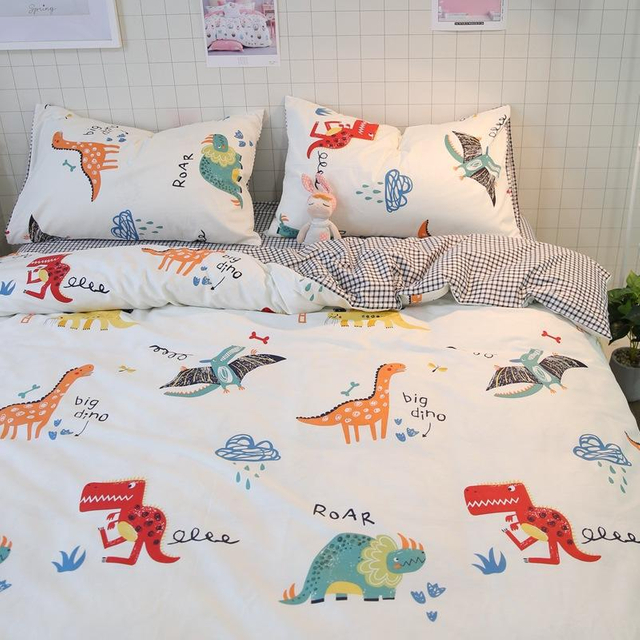 Cartoon cute dinosaur twin bed 4-piece set 100% cotton cotton quilts children single 3-piece set