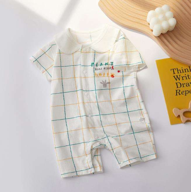 Romper Baby Clothes Pair Button Short Crawling Newborn Summer Thin Section Baby Short-sleeved Jumpsuit