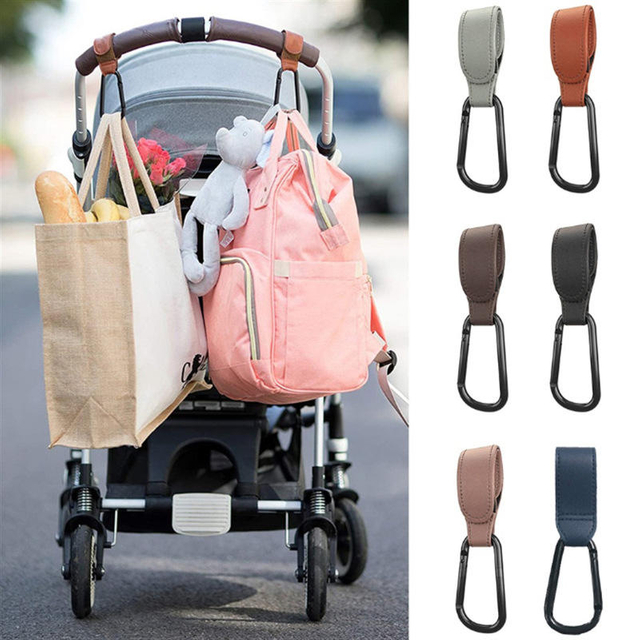 Baby Carriage Leather Hook Children's Stroller Climbing Button Carabiner Hook Portable Electric Car Storage Hook