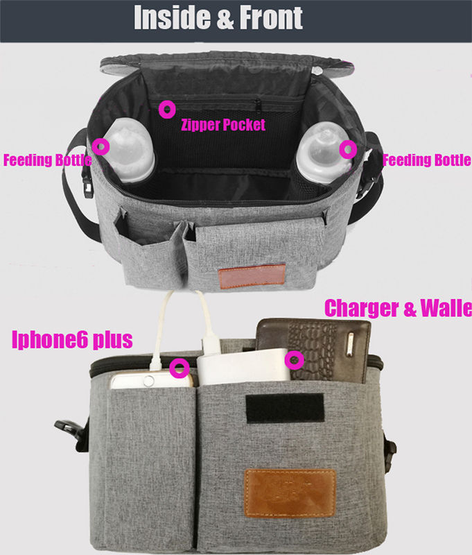 Cross-Border Hot Sale Cotton and Linen Stroller Saddlebag Multi-Functional Single-Shoulder Mommy Bag Stroller Hanging Bag