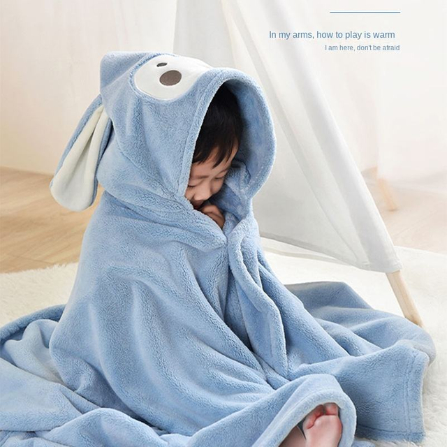 Bath Towel for Children Coral Fleece Baby Quick-Drying Hooded Cloak Bathrobe Beach Cartoon Hooded Bath Towel for Children