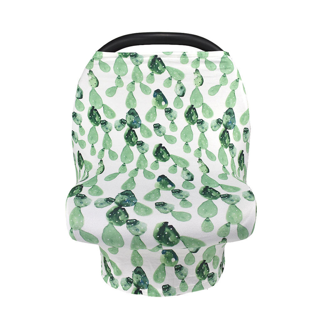 Nursing Towel Multifunctional Baby Car Seat Cover Polyester Spandex Cactus Printed