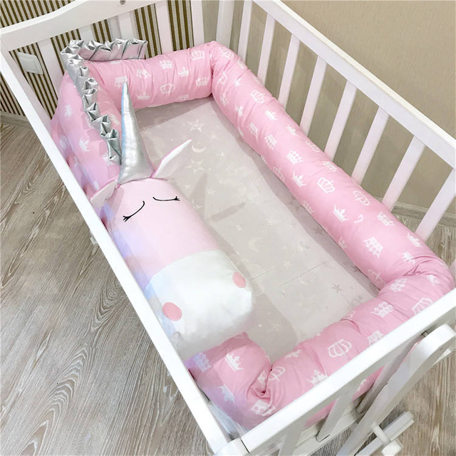 Baby Bumper New Arrival Baby Bed Cover Cartoon Pink Unicorn Children's Bed Fence Anti-Collision Fence Bed Cushion Customized