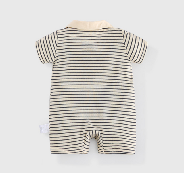 Summer Organic Cotton Cartoon Bear Baby Clothes Sleeveless Romper Strap Pants Solid Baby Boy Bodysuit