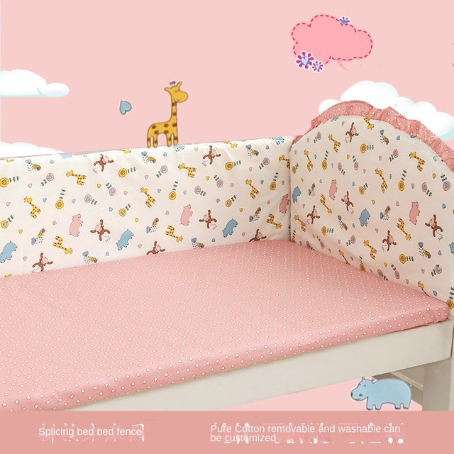 Pink Bed Fence Baby Crib Soft Bag Baby Newborn Bedding Cotton Children Stitching Bed Fence Heightening