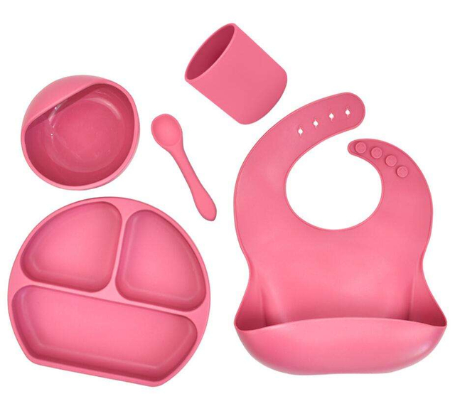 Baby Dinner Plate Food Grade Silicone Tableware Anti-drop Cartoon Food Supplement Plate Non-slip Feeding Dishes+Spoon + Fork