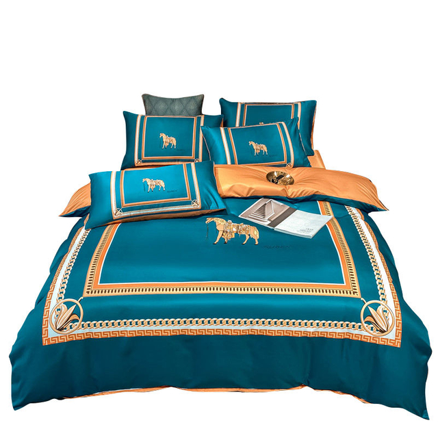 Amazon Hot Sale Washed Silk Flat Bed Bedding Duvet Cover Set