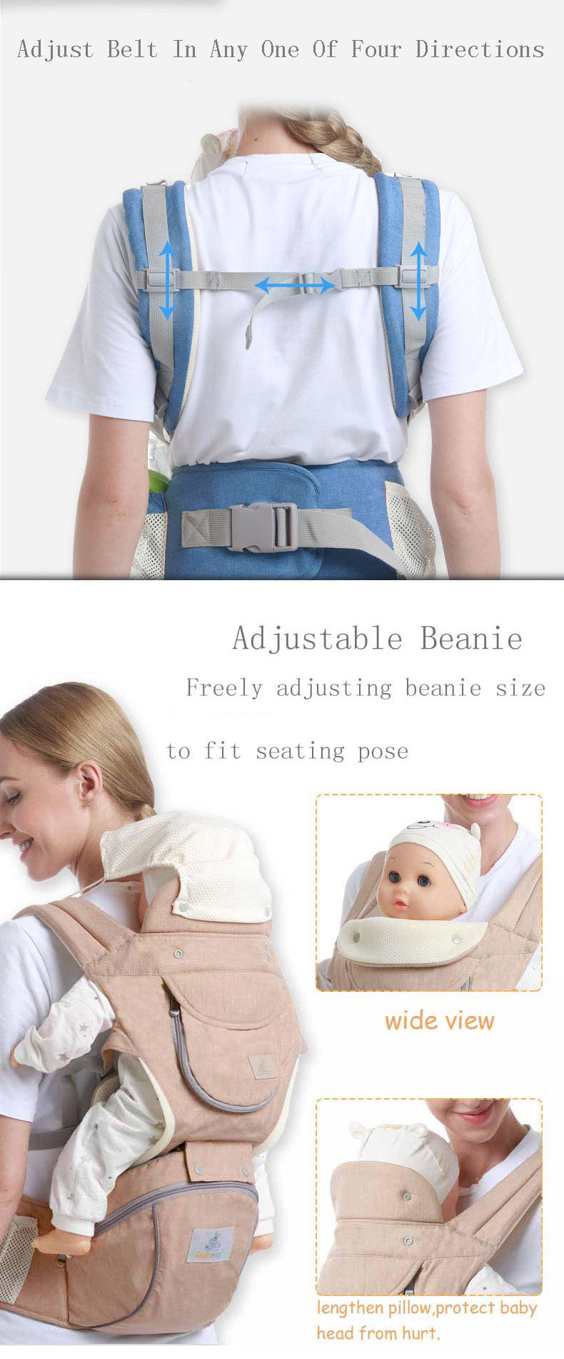 Baby Carrier Front Facing Comfortable Sling Backpack Pouch Wrap Baby Kangaroo Hipseat For Newborn Material Exte