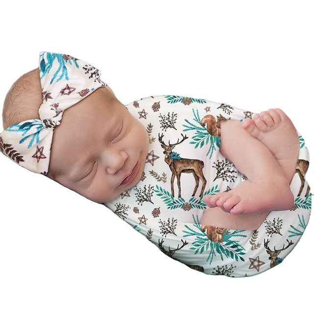 Baby Colorful Printing Receiving Blanket Newborn Anti-Startle Baby Wrap Deer And Squirrel 
