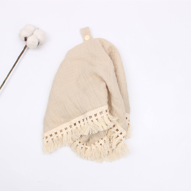 Printed Rainbow Soft Baby Safety Blanket Organic Cotton Muslin Baby Pacifier Pendant Drool Towel And Tassel Decorative Blanket