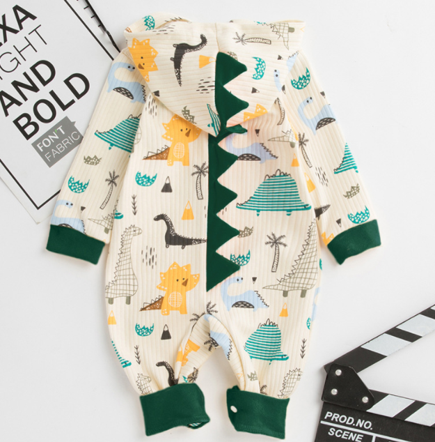 Wholesale Spring Summer Baby Body Suit Baby Clothing Long Sleeve Cartoon Dinosaur Print Jumpsuit
