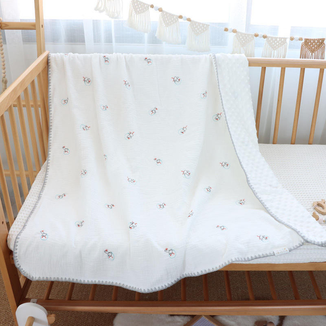 Pure Cotton Wrinkled Gauze Embroidery Blanket 6 Layers 4 Layers Newborn Baby Bath Towel Cover Blanket Multi-purpose