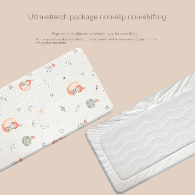 Baby Cotton Gauze Quilted Printing Fitted Sheet Children's Bed Non-Slip Bed Sheet Kindergarten Baby Lunch Break Mattress
